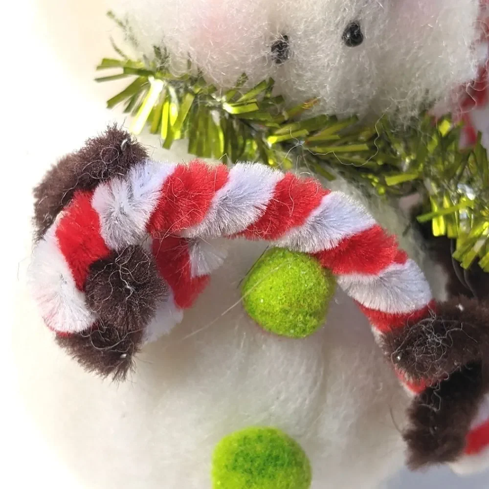 Set Of Three Fluffy Little Snowmen Christmas Tree Ornaments